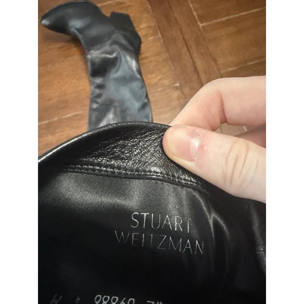 Stuart Weitzman - Black Leather Wedge Heel Pointy Toe Boots 4M NWOT